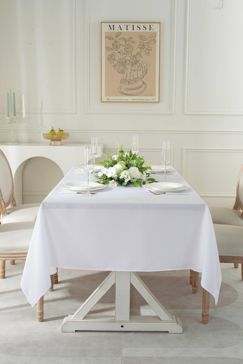 Craft And Party Rectangle Tablecloth, 60 x 102 Inch White Tablecloth, 6ft Rectangle Table Cloth, Polyester Fabric Washable Tablecloth for Home, Party, Wedding or Restaurant Use. - Image 5